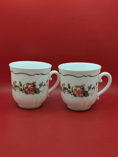 Vintage Arcopal France Floral Milk Glass Teacups - Set of 2 - Shipping Included