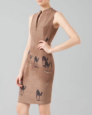AKRIS Camel Print Zip Shift Dress SZ 36 = US 4 (Fits S) - NWOT - RT $2,990.00+Tx