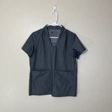 Figs Gray Double Pocket Short Sleeve Scrub Top Small S