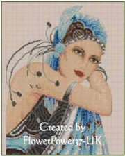 Art Deco Lady in Blue Dress Counted Cross Stitch Chart No. 1-10a 