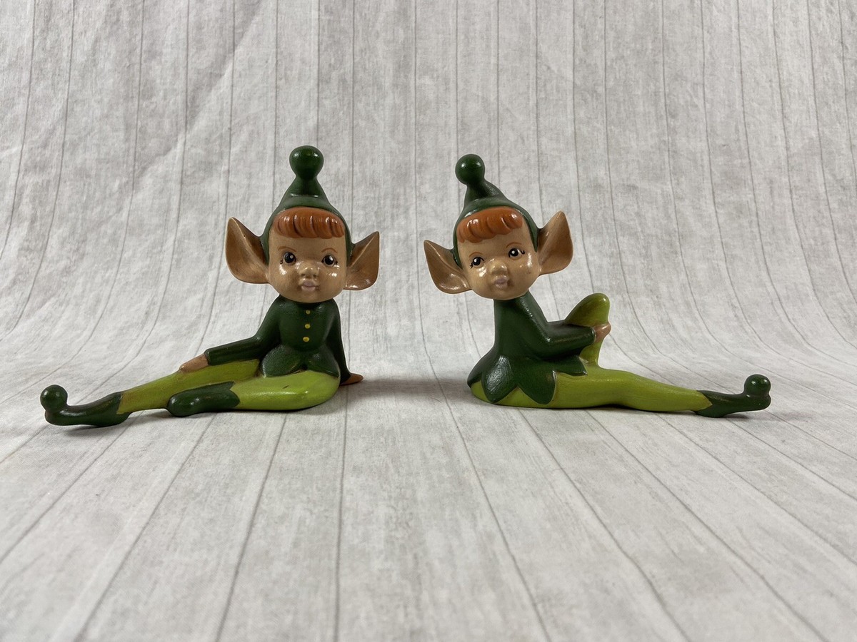 絵画 poko Japan Pixie Elf Christmas Figurines Vintage Ceramic Kitschy