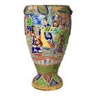 Japanese Meiji Period Satsuma-Style Moriage Ceramic Open Vessel, Scholars 13.5”