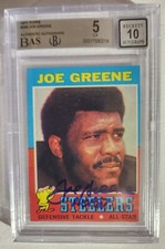 1971 Topps Joe Greene Autographed Signed HOF 87 Rookie Card RCBGS BAS 5.5 10