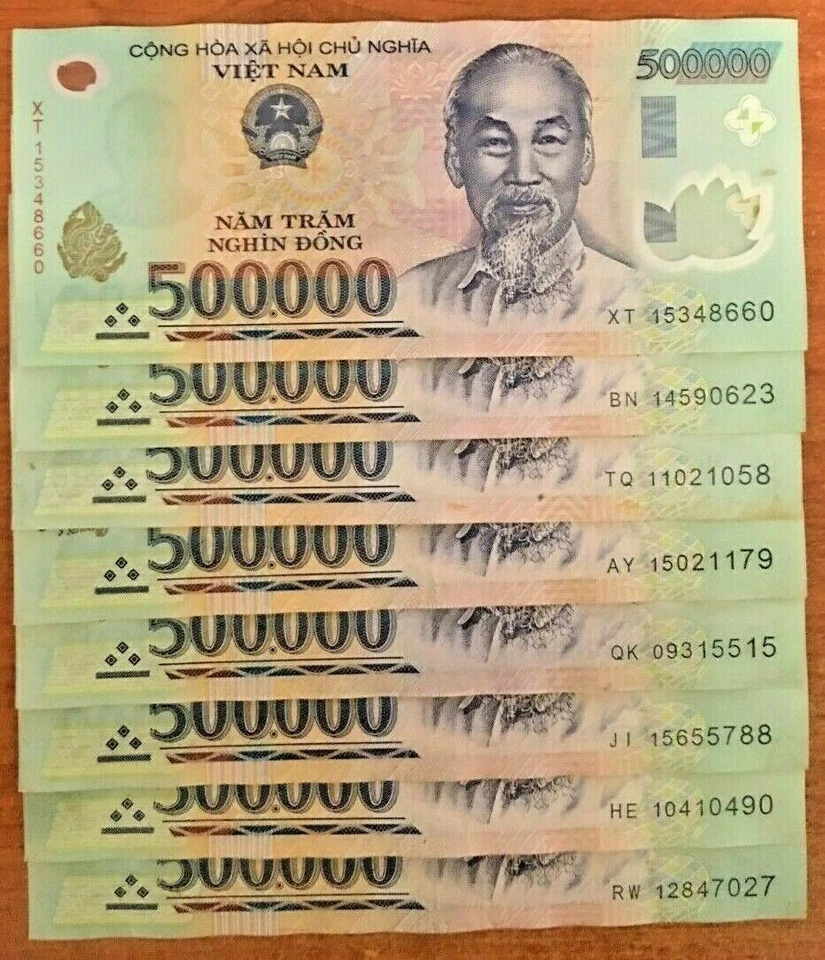 Dong vietnamita 4 millones (billete de 8 x 500000) billetes de Vietnam moneda dinero VND Foto 3 de 4