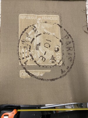 French Stamp Weave Fabric Piece