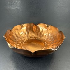 Hammered Copper Gregorian Fruit Bowl Ruffled Edge Flower Made in USA
