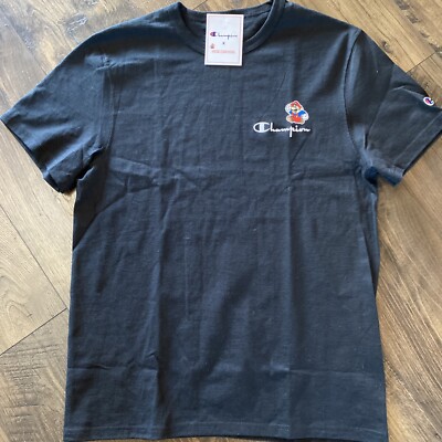 CHAMPION X Super Mario Bros. Heritage T-Shirt Mens Size Medium Black  NWT