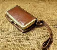 Rare Vintage Brown Clutch Purse w/ Mirror | Coin Makeup Bag | Made in Hong Kong