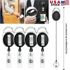 5PCS Retractable Key Tool Reel Holder Steel Clip Chain Belt Heavy Duty Split USA
