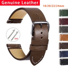 Brown Quick Release Genuine Leather Watch Strap Band 18mm 20mm 22mm 24mm
