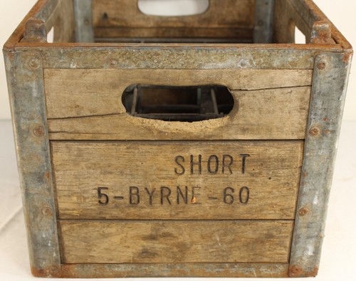 Antiguo SHORT BYRNE Madera Láctea Leche Botella Caja Portador Americana - Imagen 7 de 15