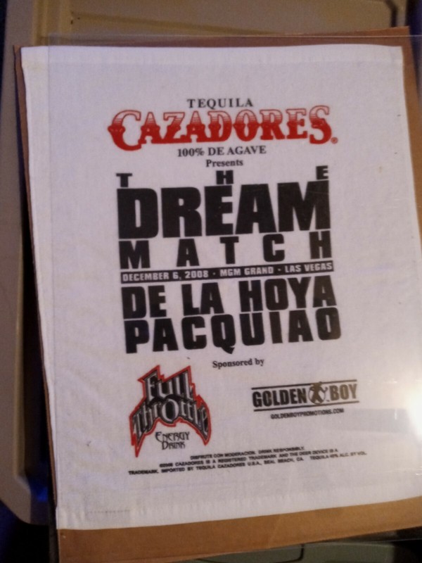 Pacquiao/ De La Hoya On Site Towel. I Only Ship To USA 