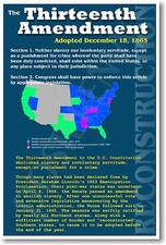 Reconstruction - 13th Amendment Constitution - US Civil War History - NEW POSTER