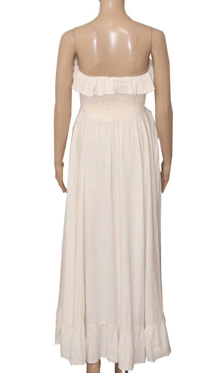 Free People Lush Life Linen Strapless Midi Dress Smocked Ivory Ruffle Small S | eBay Free People Lush Life Linen Strapless Midi Dress Smocked Ivory Ruffle Small S | eBay
