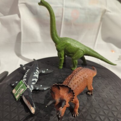 Lot Of 3 MOJO Safari Bromco Triceratops Lioplerodon Dinosaur Figure Toy