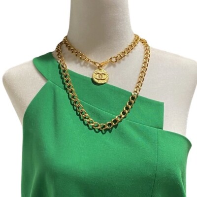 CHANEL Vintage 24k Gold Chain 1982 Belt Necklace Coco Mark 