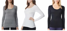 32 Degrees Heat Women's Long Sleeve Scoop Neck Base Layers Shirt 1 or 2 Shirts