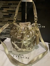 COACH POPPY SEQUINS POPPY CINCH DRAWSTRING CROSSBODY 17906 Gold