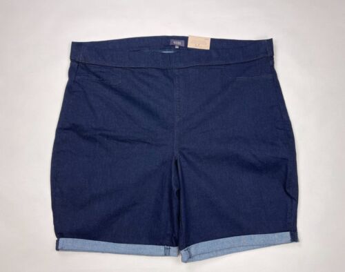NYDJ Lift Tuck Denim Pull on Shorts Stretch Cotton Elastic Waist Women 26W NWT
