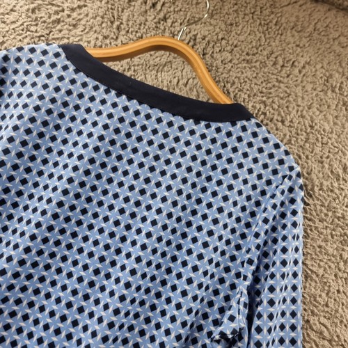 Savannah Womens Top Size 12 Blue White Stretch Knit 3/4 Sleeve Sweetheart Neck - Picture 10 of 14