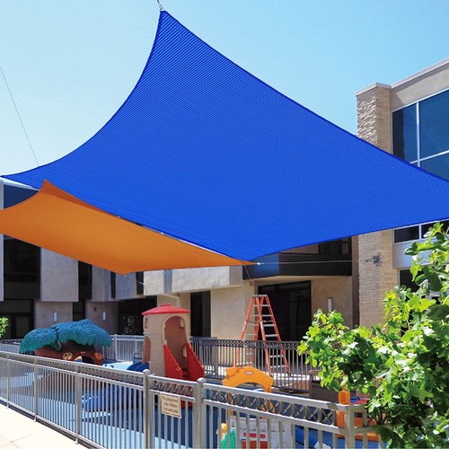 Parasole Vela Tettoia Rettangolare Sabbia Blocco UV Parasole per Giardino Ponte Blu - Foto 13 di 16