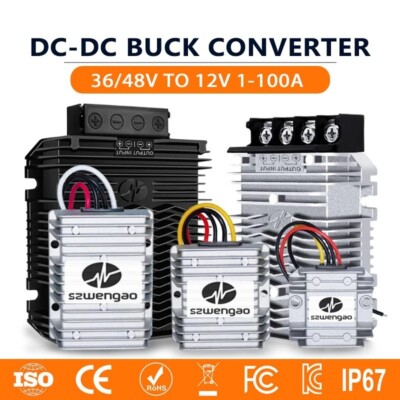 36V 48V to 12V DC-DC Converter 1-100A 30-60V Step Down 1200W Buck Regulator Cart