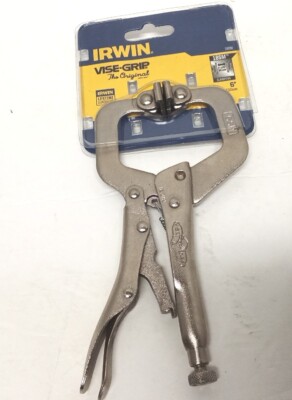 New Irwin Vise Grip 6'' Locking Clamp With Swivel Pads Silver- 151564