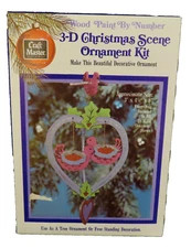 Vintage Ornament Kit Craft Master Paint By Number 3-D Christmas Lovebirds New