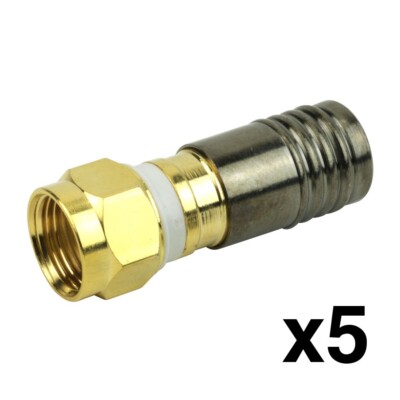 Construct Pro   75 Ohm F Male Compression Connector for MINI Coax (5 Pack)