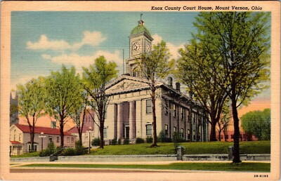 Mount Vernon Ohio Linen Postcard Knox County Court House OH UNP