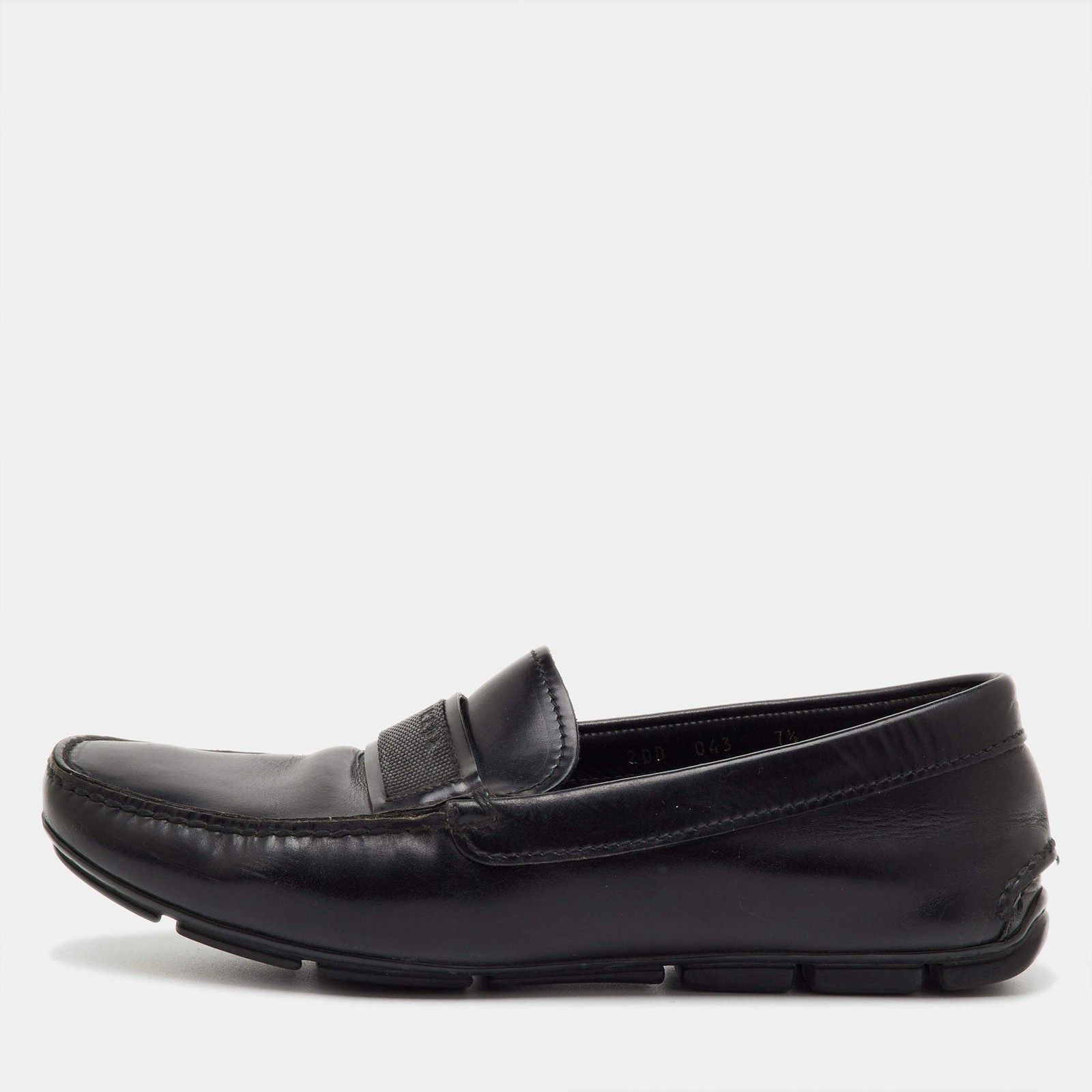 Prada Black Leather Slip On Loafers Size 41.5