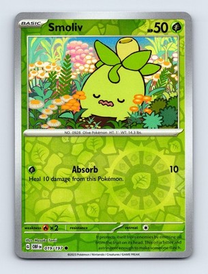 Smoliv - Obsidian Flames 019/197 - Common - Reverse Holo - NM - Pokémon TCG