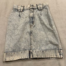 Vtg Jordache Basics Women  s Acid Wash Denim Jean Skirt Sz 7/8