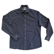 Suitsupply Dress Shirt Men 15.5 39 Black Egyptian Cotton Slim Fit Point Collar