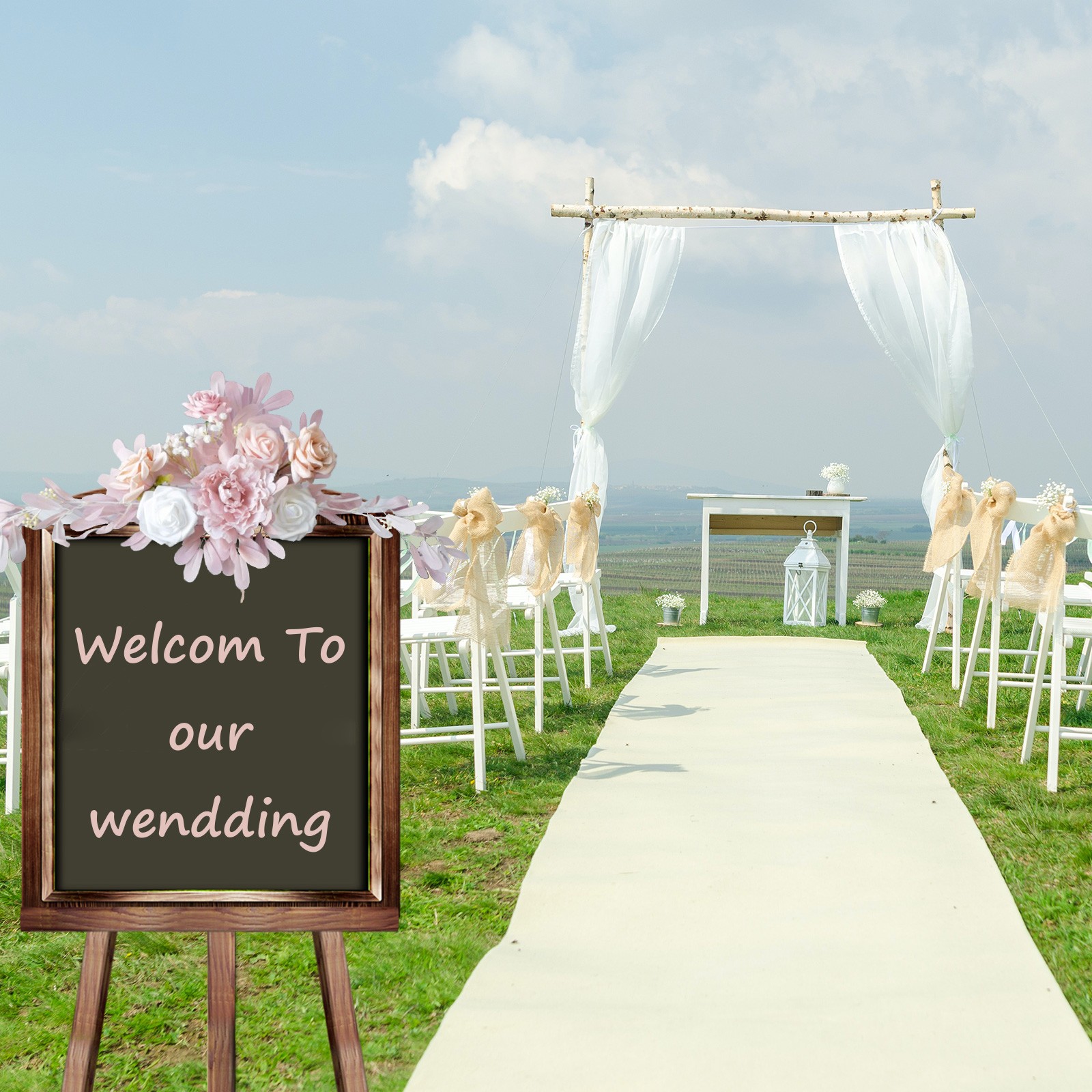 Artificial Flower Swag Faux Wedding Arch Flower Welcome Sign Floral Decoration