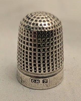 SALE antiker Charles Horner DCRAS (Dorcas) Fingerhut um 1880 Größe 7 Silber (gefasst)