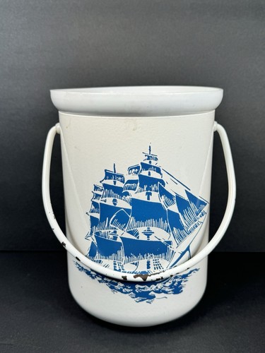 Vtg Style Enamel Style Nautical Pirate Boat / Sail Boat Decorative Bucket - Picture 7 of 13
