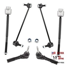 6pcs - All 4 Inner  Outer Tie Rods, Both 2 Front Sway Bar Links for
