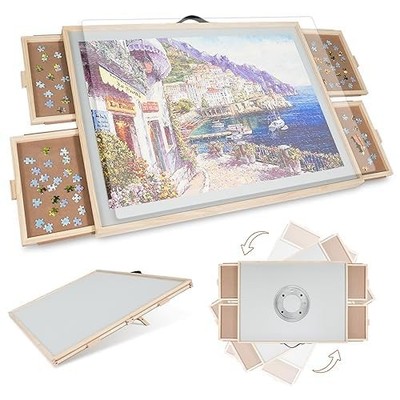 1500 Teile 2in1 Neigbares & Drehbares PuzzleBrett für Erwachsene, HolzPuzzles...