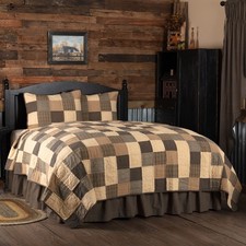 VHC Brands Primitive Queen Quilt Set Black Patchwork Kettle Grove Bedroom Decor