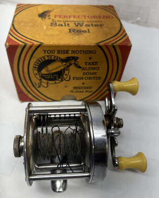 #ad Vintage Salt Water Reel Perfectoreno Bait Caster with Original Box No 850 USA $48.00