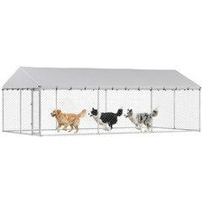 20' x 10' x 7' Outdoor Dog Kennel with Roof, 2 Secure Latches