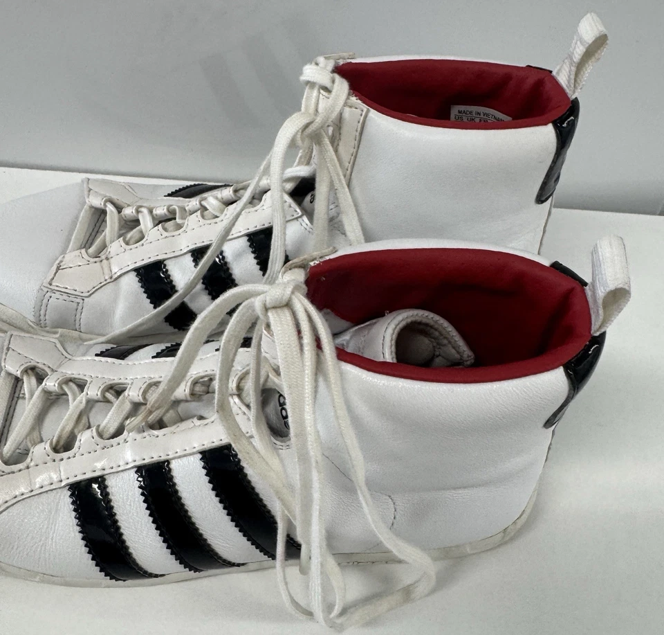Adidas Women's High Top Sneakers G60856 White Black Red Vintage Style 7.5 - Image 3 of 4