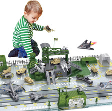 Deao Military Base Set, Army Men Playset with Military Vehicle,Weapon Gear Acces