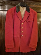 Horace Barton & Son Red  Wool Hunt Coat with Green Velvet Collar