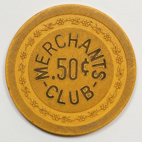 Merchants Club - Newport Kentucky Illegal Casino - 50 Cent Gaming Chip Flower