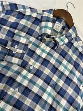 Brooks Brothers 1818 Blue Check Long Sleeve Button Down Shirt Mens XL All Cotton