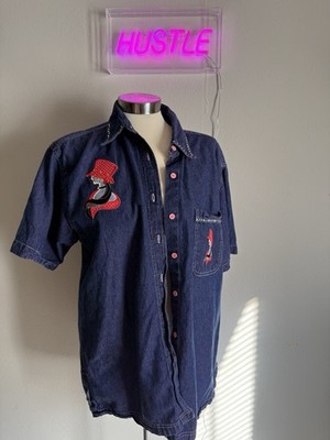 Vintage Women s Button Down Denim. Red Had Society Women. Size Medium