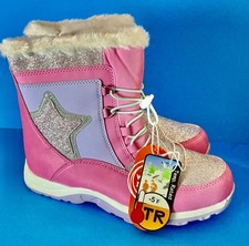 WONDER NATION TODDLER GIRLS LACE UP FAUX FUR TRIM WINTER BOOTS SIZE 5