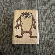 1996 Rubber Stampede Wood Mounted Rubber Stamp Looney Tunes Taz Tasmanian Devil